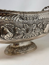 Load image into Gallery viewer, Silverplate Centerpiece Bowl With Fruit &amp; Floral Repousse Decoration