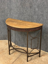 Load image into Gallery viewer, Half-Moon Sofa Table with Woven Accent Apron