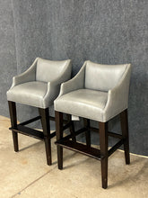 Load image into Gallery viewer, Pair of Lee Industries Gray Leather Bar Stools