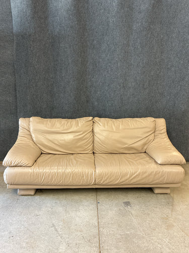 Made in Italy Cream Leather Sofa