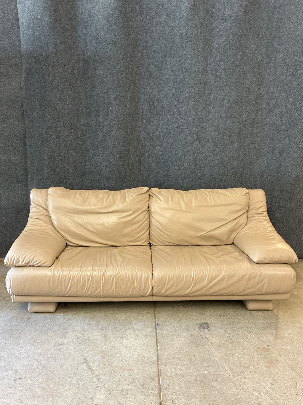 Made in Italy Cream Leather Sofa