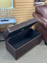 Load image into Gallery viewer, Contemporary Brown Leather Storage Ottoman