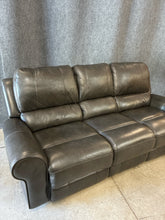 Load image into Gallery viewer, Traditional Grey Leather Power Reclining Sofa