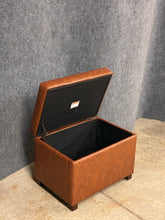 Load image into Gallery viewer, Brown Faux Leather Storage Ottoman