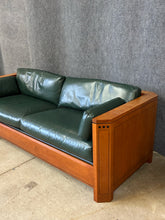 Load image into Gallery viewer, Stickley 21st Century Collection Cherry &amp; Green Leather Sofa