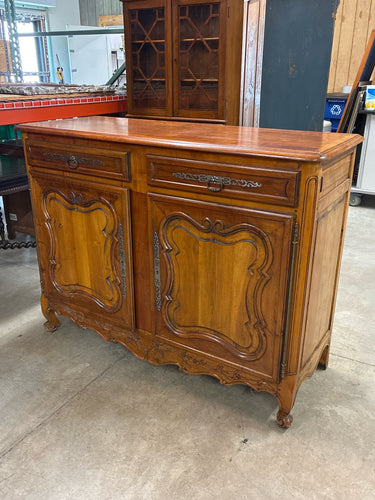 French Provincial Louis XV Style Carved Cherry Sideboard Buffet