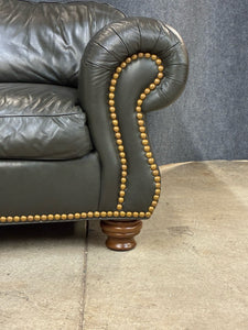 Thomasville Leather Loveseat with Nailhead Trim