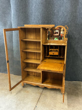 Load image into Gallery viewer, Antique Victorian Carved Oak Secretary Bookcase with Beveled Mirror