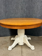 Load image into Gallery viewer, Vintage Oak Farmhouse Style Two Tone Pedestal Dining Table