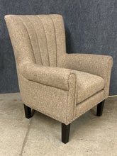 Load image into Gallery viewer, Grey Upholstered Shell Back Arm Chair