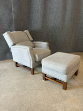 Load image into Gallery viewer, Grey Upholstered Reclining Chair w/ Nailhead Trim, Matching Ottoman