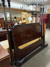 Load image into Gallery viewer, King Size Dark Wood Canopy Bed Frame