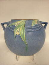 Load image into Gallery viewer, Blue Roseville Pottery Floral Vase
