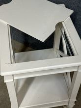 Load image into Gallery viewer, White Side Table on Casters with File Storage