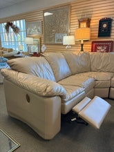 Load image into Gallery viewer, Beige Leather Reclining Sectional Sofa