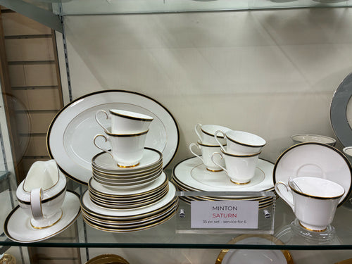 Minton Gold Trim Black Dinnerware set