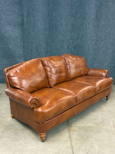 Load image into Gallery viewer, Ethan Allen Hyde Three-Cushion Leather Sofa