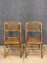 Load image into Gallery viewer, Pair of Vintage Bamboo Folding Chairs