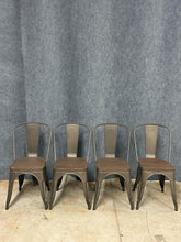 Load image into Gallery viewer, Set of 4 Industrial Metal Cafe  Chairs with Wood Seats