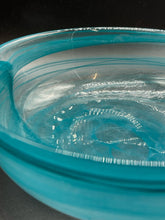 Load image into Gallery viewer, Hand-Blown Art Glass Bowl - Turquoise Swirl Centerpiece, 8.5" Diameter