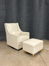 Load image into Gallery viewer, Modern Cream Swivel Rocker Chair with Ottoman