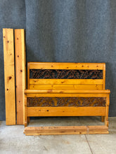 Load image into Gallery viewer, Rustic Pine Queen Bed with Metal Vine Detail