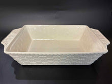 Load image into Gallery viewer, Belleek Ceramic 1 Piece Rectangle Basketweave Ivory Bakeware