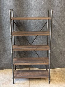 Industrial Metal & Wood 5-Shelf Bookcase