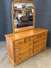 Load image into Gallery viewer, Oak 7-Drawer Dresser with Mirror