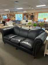 Load image into Gallery viewer, Southwood Black Leather Sofa with Nailhead Trim