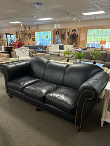Southwood Black Leather Sofa with Nailhead Trim