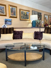 Load image into Gallery viewer, Oval Glass Top coffee Table With Wrought Iron Base