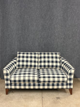 Load image into Gallery viewer, Ethan Allen Navy Buffalo Check Loveseat