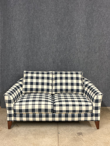 Ethan Allen Navy Buffalo Check Loveseat
