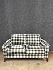 Ethan Allen Navy Buffalo Check Loveseat