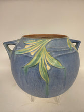 Load image into Gallery viewer, Blue Roseville Pottery Floral Vase