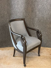 Load image into Gallery viewer, French Empire Style Carved Swan Arm Chair