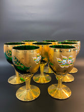 Load image into Gallery viewer, 8 Piece Murano Emerald Gold Trim Glasses