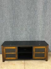 Load image into Gallery viewer, Contemporary Media/TV Stand with Smoked Glass Cabinet Doors