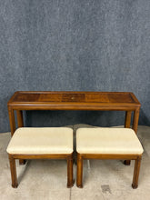 Load image into Gallery viewer, Drexel Heritage Console Table with Two Upholstered Benches