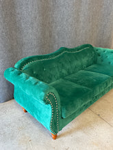 Load image into Gallery viewer, US Pride Tufted Green Velvet Sofa with Nailhead Trim