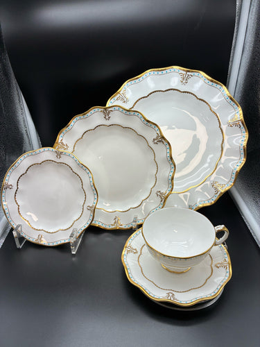 Royal Crown Derby Gold Trim 5 Piece Dinnerware set