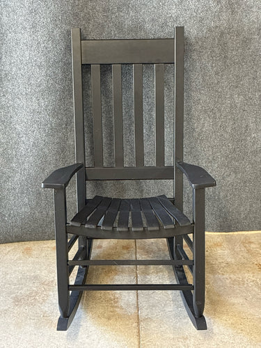 Traditional Black Slat-Back Wooden Rocking Chair