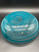 Load image into Gallery viewer, Hand-Blown Art Glass Bowl - Turquoise Swirl Centerpiece, 8.5" Diameter