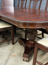 Load image into Gallery viewer, Flame Mahogany Double Pedestal Dining Table With 8 Henkel-Harris Chairs