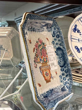 Load image into Gallery viewer, Porcelain Asian Floral Blue Print Plate