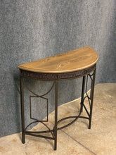 Load image into Gallery viewer, Half-Moon Sofa Table with Woven Accent Apron