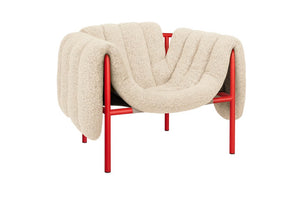 *NEW* HEM Puffy Lounge Chair, Natural/Traffic Red
