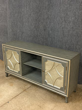 Load image into Gallery viewer, Classic Home Grey/Silver Media Stand With Mirrored Doors