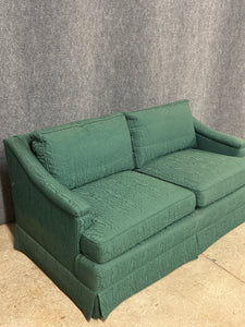 Traditional Green Upholstered Loveseat with Skirted Base
